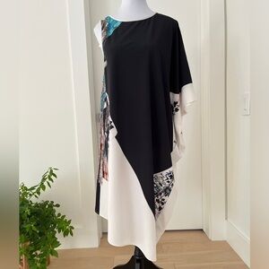 CLOVER CANYON Asymmetric Oversize Flowy Dress Abstract Pattern Event Party Chic